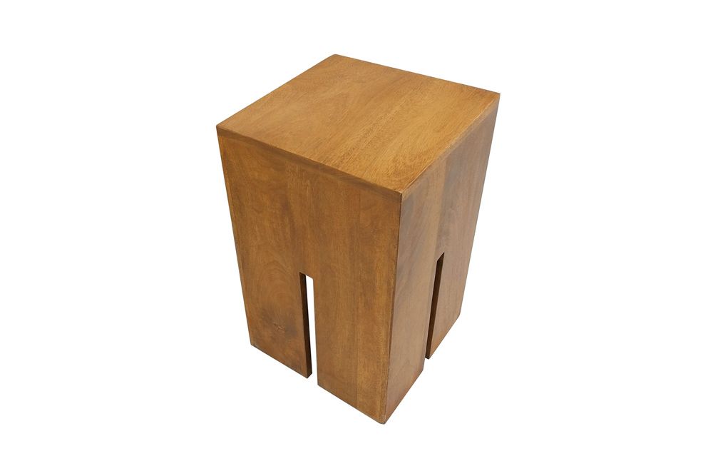 Design Beistelltisch CASTLE 45cm braun honey finish massives Mangoholz handmade