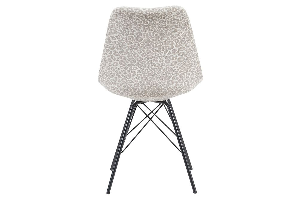 Design Stuhl SCANDINAVIA MEISTERSTÜCK beige grau Chenille schwarz Metallgestell