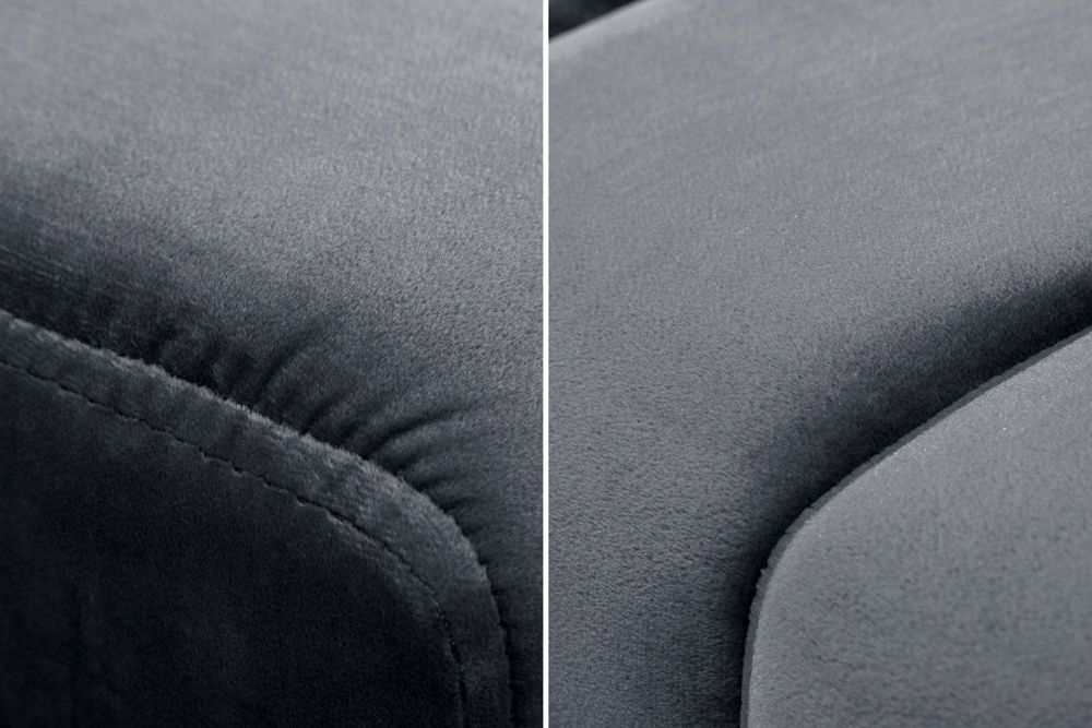 Moderne Sitzbank PETIT BEAUTÉ 110cm silbergrau Samt schwarzes Gestell