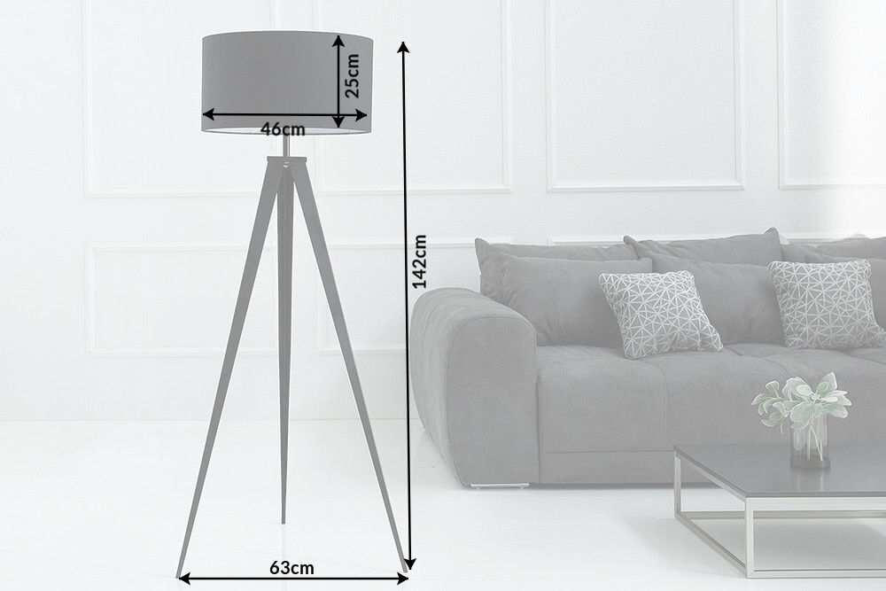 Elegante Stehlampe TRIPOD 145cm schwarz Retro Stehleuchte