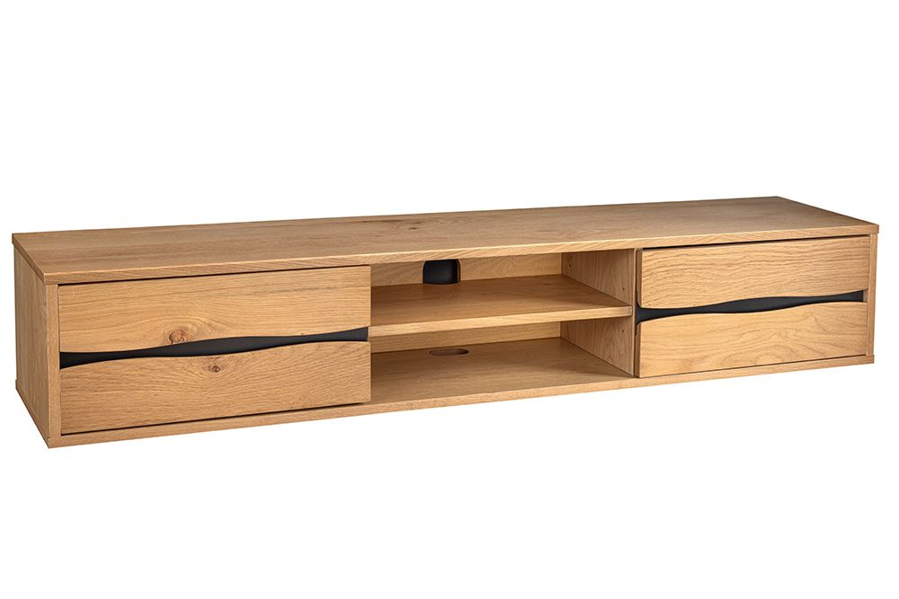 Hängendes TV-Lowboard LIVING EDGE 160cm natur schwarz Wildeiche geölt Baumkante