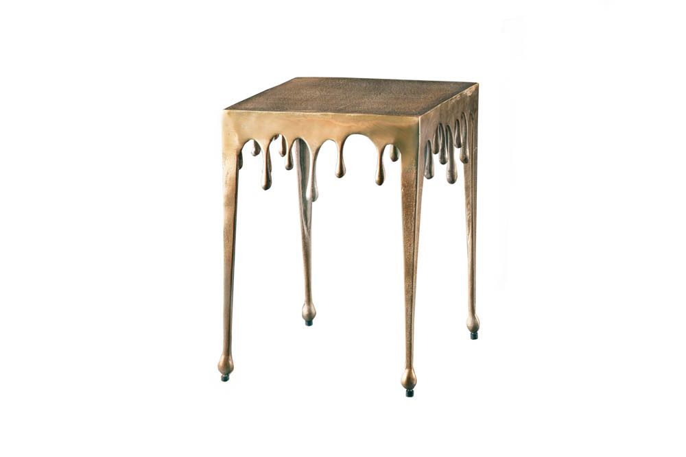 Extravaganter Beistelltisch LIQUID LINE S 34cm gold Tropfen-Design