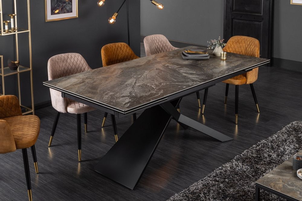 Ausziehbarer Esstisch EUPHORIA 180-220-260cm taupe anthrazit Keramik made in Italy