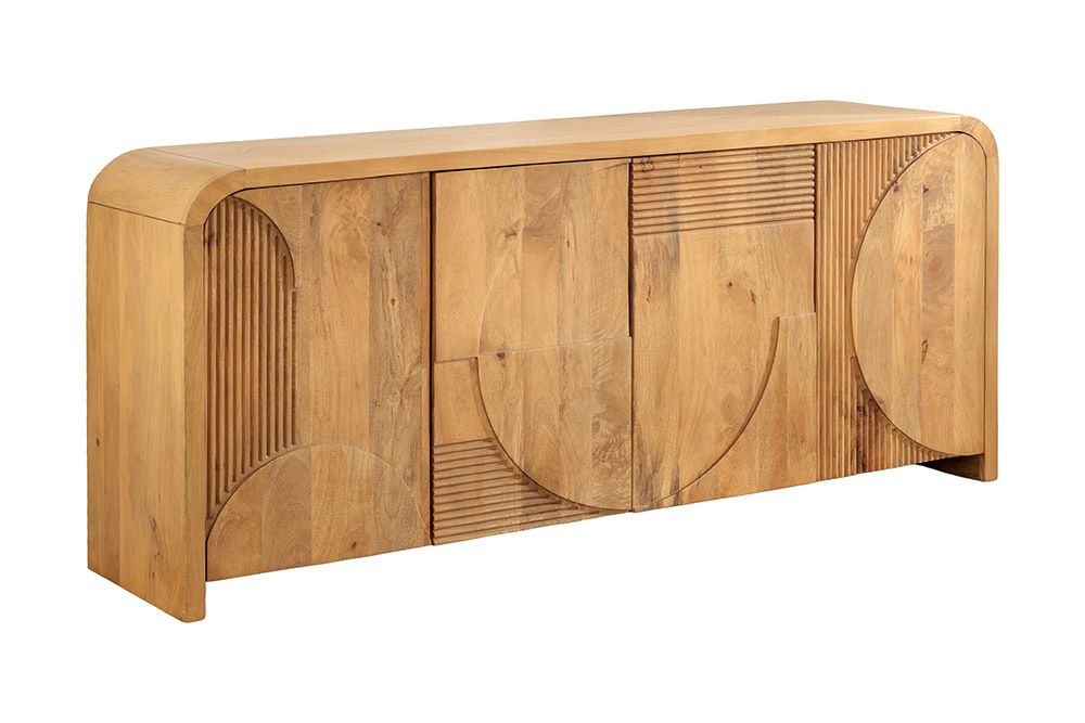Massives Sideboard ART DECO 170cm cream finish beige Mangoholz abgerundet