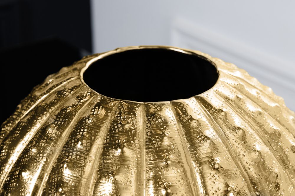 Design Deko Vase ABSTRACT 30cm gold Handarbeit Hammerschlag