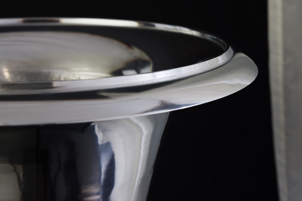 Design Vase GOAL 60cm silber Pflanzen Pokal Aluminium
