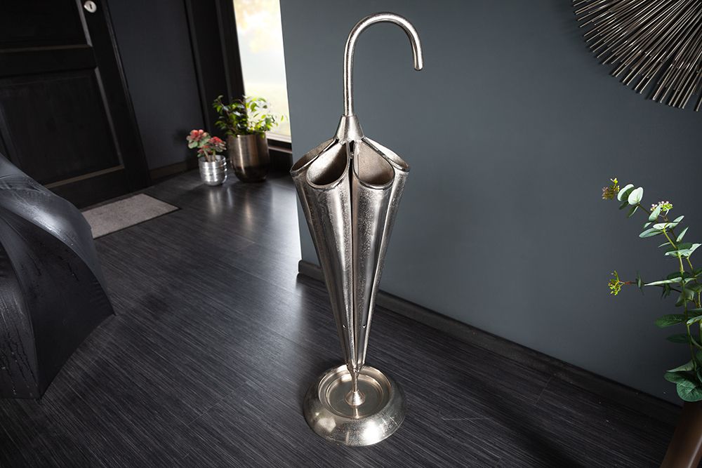 Eleganter Schirmständer UMBRELLA 91cm silber Aluminium für 6 Schirme