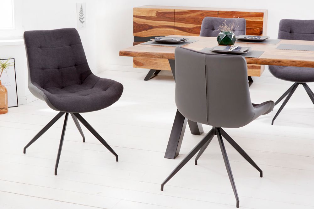 Design Stuhl DIVANI dunkelgrau Metallgestell schwarz im Retro Stil