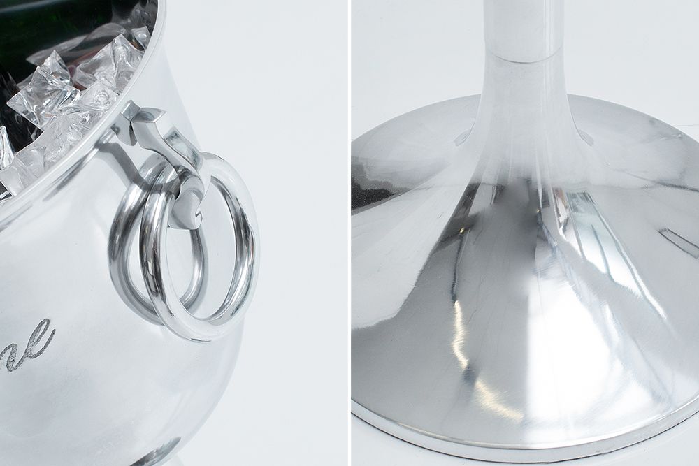 Eleganter Sektkühler CHAMPAGNE 75cm silber poliert Flaschenkühler