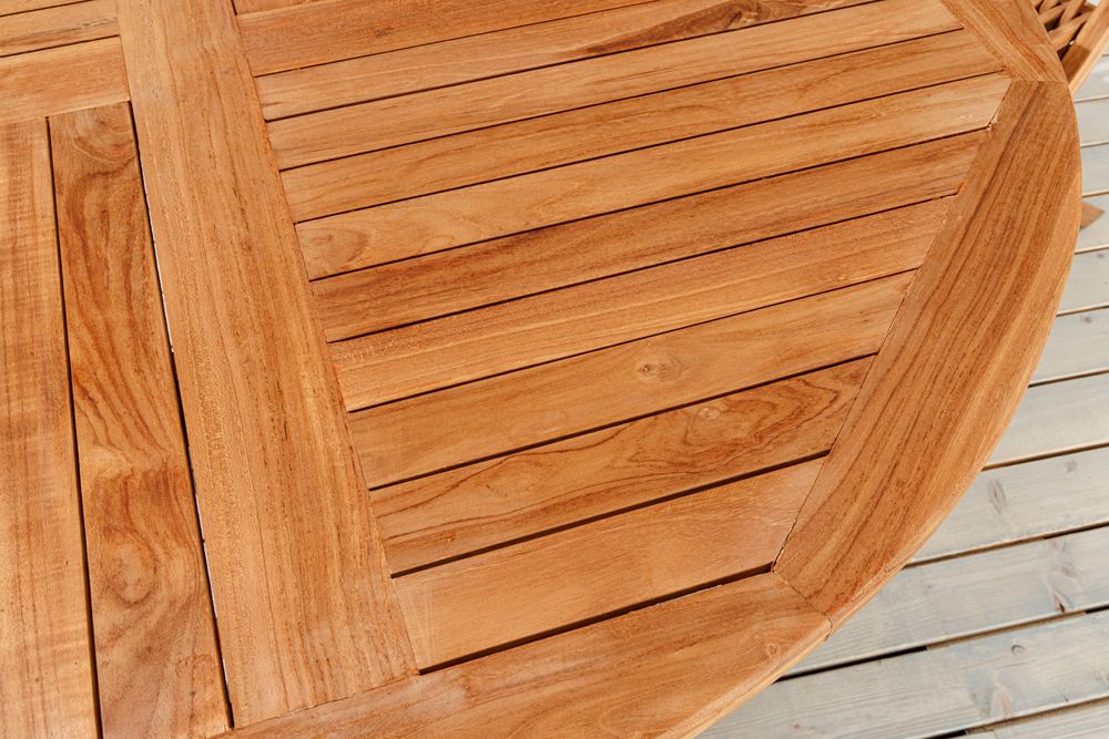 Massiver Gartentisch EMPIRE TEAK 120cm natur Teakholz rund klappbar Outdoor Balkontisch