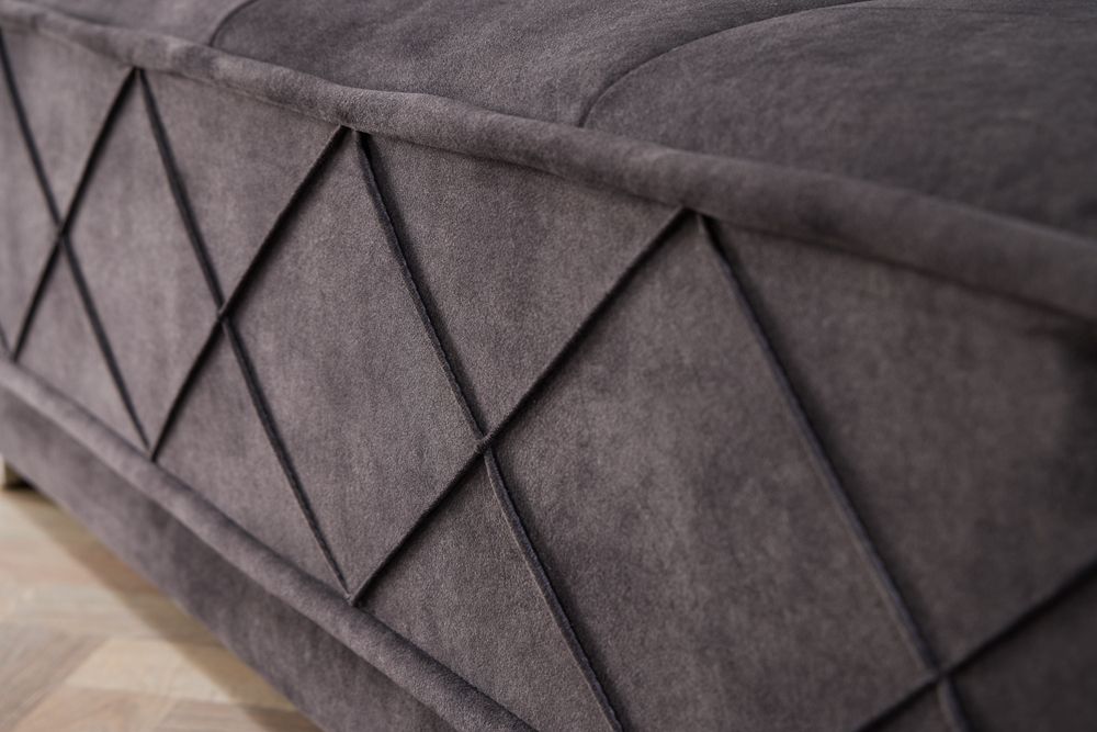 Modernes XXL Ecksofa DECADENCIA 320cm dunkelgrau Samt inkl. Kissen Bigsofa