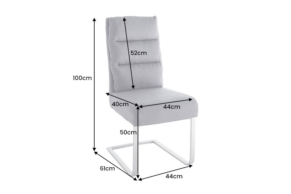 Design Freischwinger Stuhl COMFORT vintage grau mit Edelstahl-Gestell