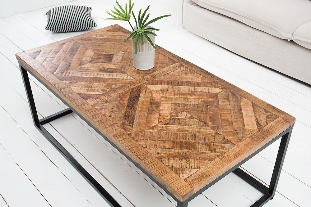Massiver Couchtisch INFINITY HOME 100cm Mangoholz Industrial Design