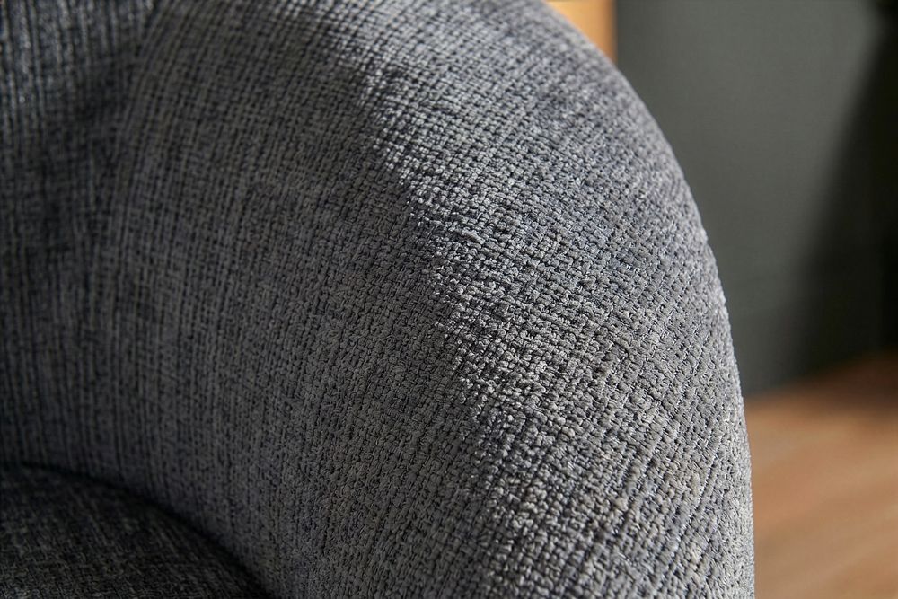 Drehbarer Design Sessel ALPINE grau Chenille Cremona 360° mit Armlehnen