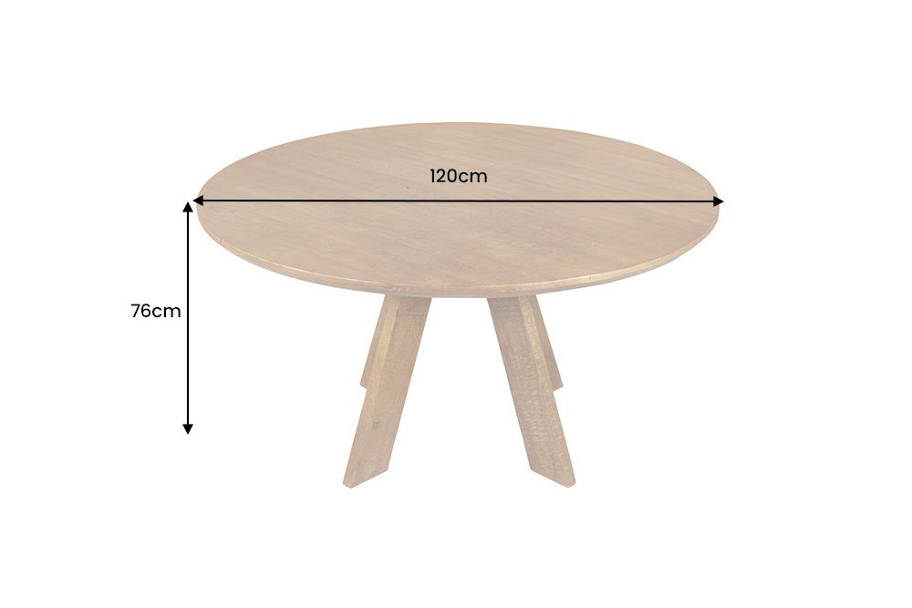 Runder Esstisch ART WOOD 120cm braun honey finish Mangoholz massiv