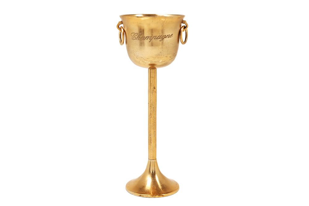 Dekorativer Sektkühler CHAMPAGNE 80cm antik gold handmade Metall Flaschenkühler