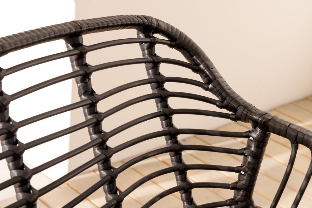 In- und Outdoor Bistro Balkon-Set PARIS schwarz Polyrattan Sitzgruppe inkl. Tisch