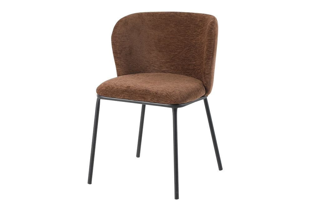 Design Stuhl LYON braun Chenille schwarze Metallbeine