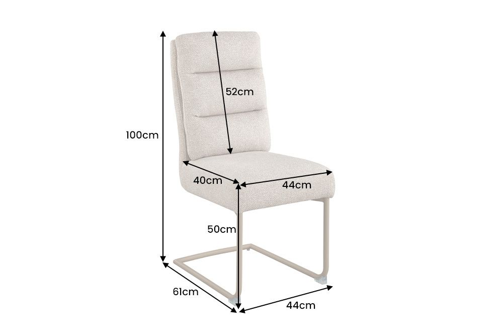Design Freischwinger Stuhl COMFORT beige Strukturstoff mit Metallgestell