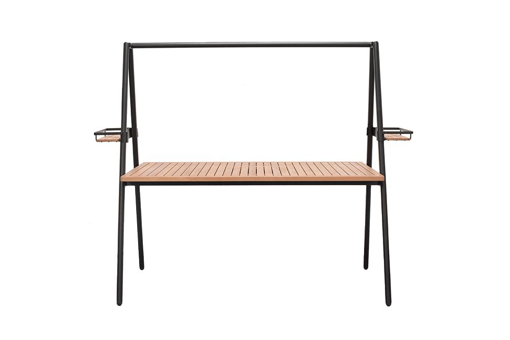 Outdoor Gartentisch RIO 190cm anthrazit Aluminium Massivholz mit Dekostange wetterfest