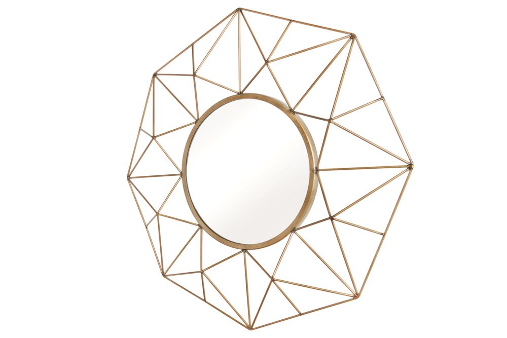 Handgearbeiteter Spiegel DIAMOND L 80cm messing aus Eisen im Retro Design