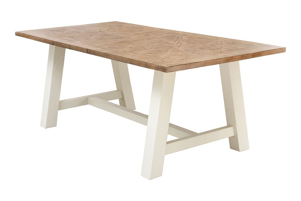 Massiver Esstisch HAMPTONS 200cm hellbraun creme Pinienholz