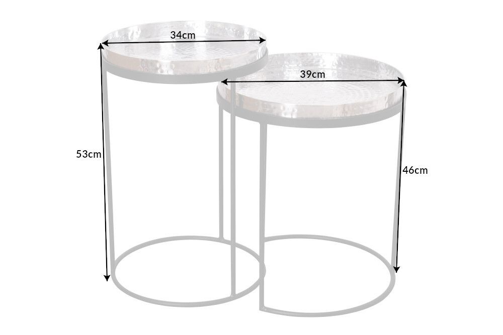 Design 2er Set Beistelltisch ELEMENTS 55cm gold handmade rund