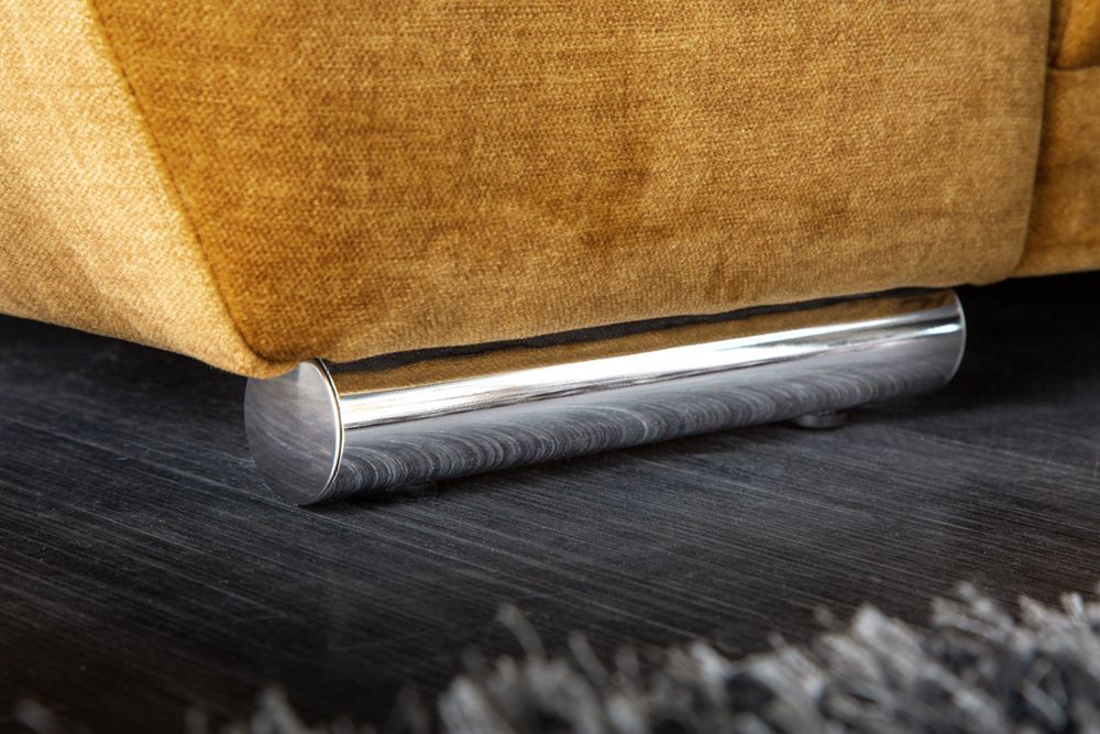 Big Sofa ELEGANCIA 285cm senfgelb Vogue Velours Samt XXL Couch inkl. Kissen Federkern