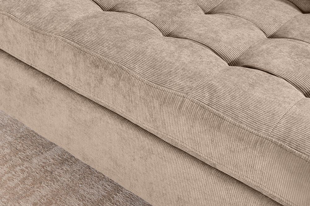 Retro Ecksofa STOCKHOLM 220cm taupe Cord Federkern 3-Sitzer