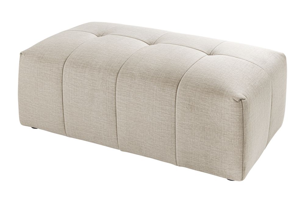 Moderner Hocker ROYAL 120cm greige Veloursstoff Federkern Sitzhocker