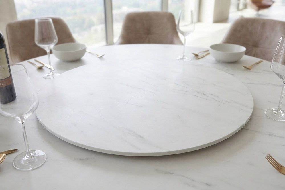 Drehbare Servierplatte SIGNATURE 60cm weiß Marmor Keramik rund