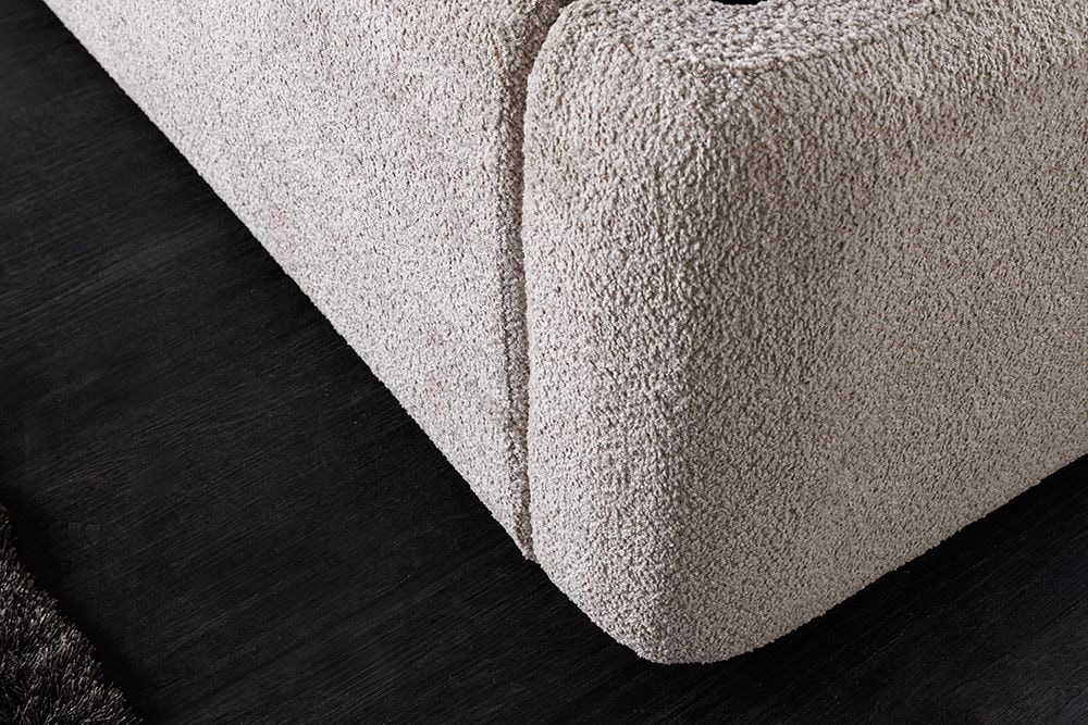 Modernes Boxbett ART DECO 160x200cm greige Bouclé mit Stauraum und Lattenrost