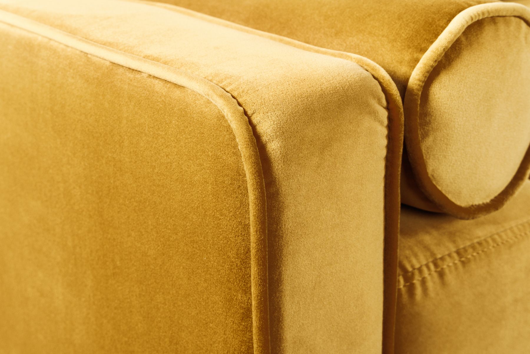 Design 3-Sitzer Sofa COZY VELVET 220cm senfgelb Samt Federkern