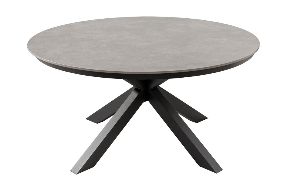 Runder In- und Outdoor Esstisch GALAXY 120cm graphit Keramik anthrazit Aluminium Gartentisch