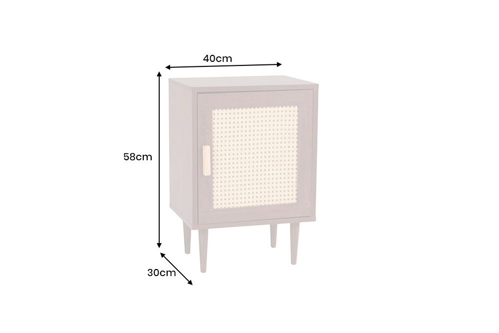 Design Nachttisch VIENNA 60cm braun Wiener Geflecht Beistelltisch mit Stauraum