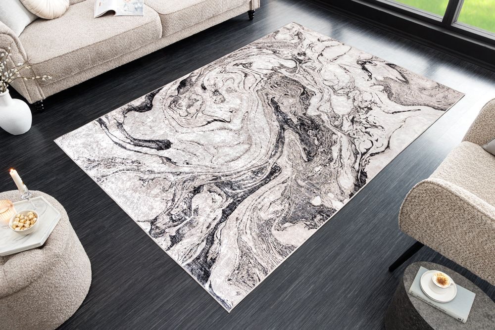 Design Teppich ART RUGS 230x160cm weiß grau Flachgewebe Indoor