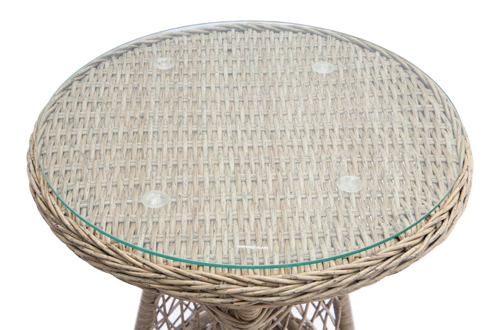 In- und Outdoor Garten-Set ELYSEE natur grau Polyrattan Aluminium inkl. Tisch Kissen