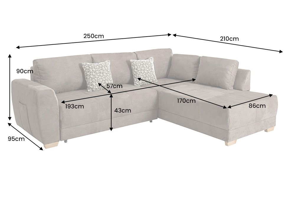 Modernes Ecksofa NORWAY 250cm taupe Microfaser Schlafsofa mit Bettkasten Federkern