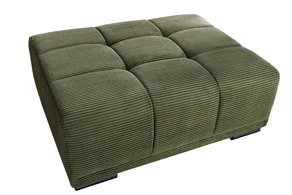 Moderner Hocker ELEGANCIA 110cm grün Cord mit Ziersteppung