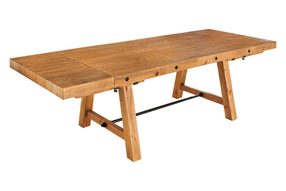 Massiver Esstisch FINCA 165-240cm vintage braun verlängerbar Pinienholz Bohlenoptik