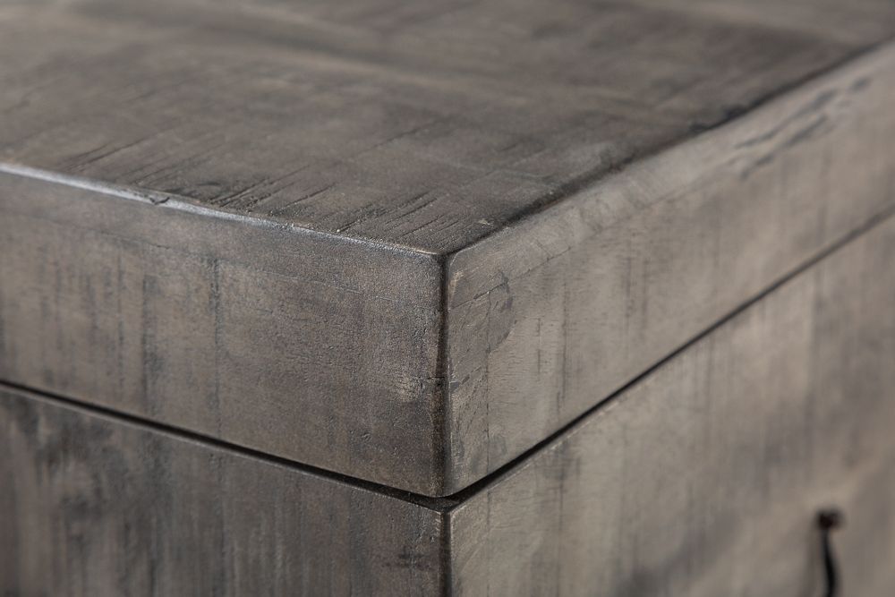 Industrial Truhenbank FACTORY LOFT 115cm Mangoholz grau Sitzbank