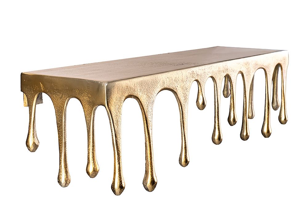 Handgefertigtes Wandregal LIQUID LINE 60cm gold antik Metall Tropfen-Design