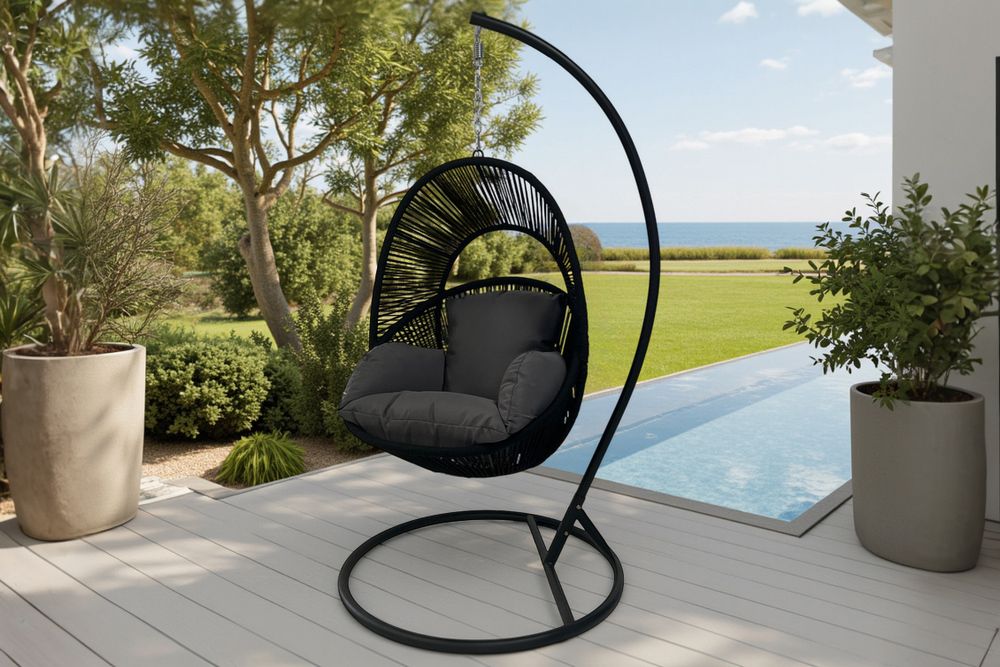 In- und Outdoor Hängesessel AIR ROPE anthrazit schwarz inkl. Kissen