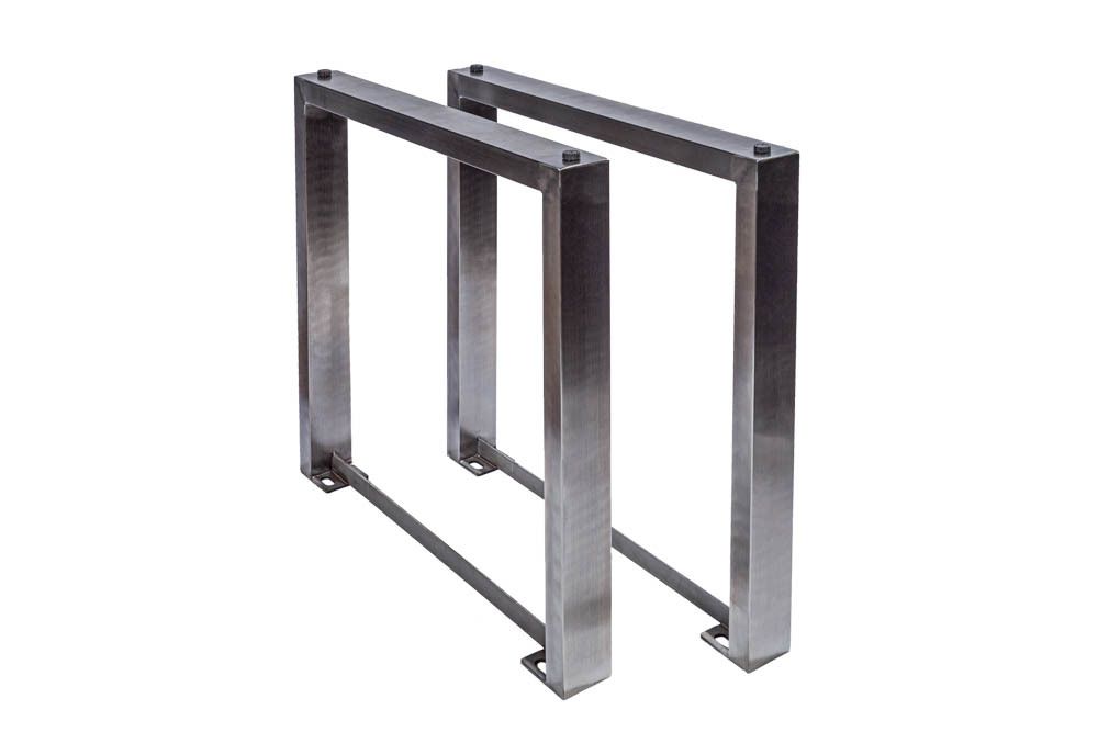 2er Set Tischgestell U-FRAME 80cm Edelstahl gebürstet matt Tischbeine Kufe Esstisch