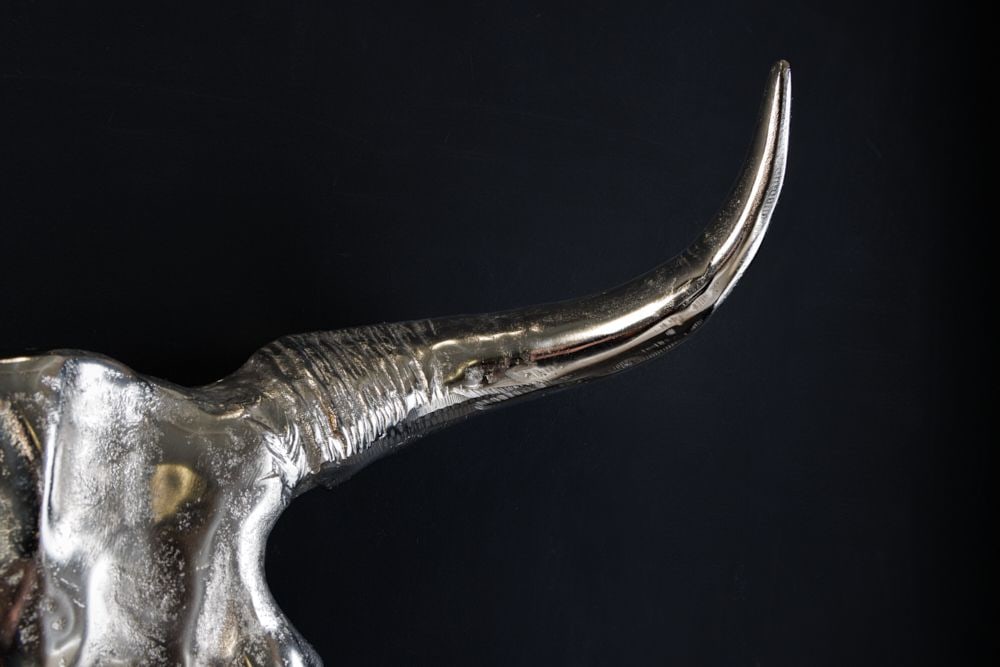 Design Schädel MATADOR 70cm silber Aluminium Wanddekoration