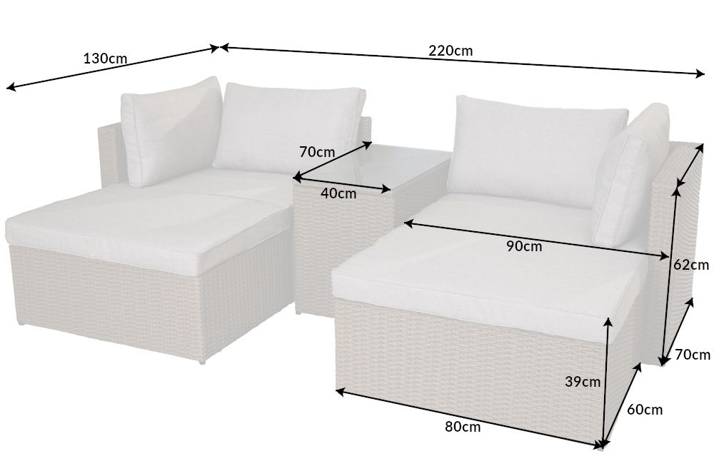 Outdoor Gartenlounge Set XXL MODULAR natur Polyrattan Sitzgruppe wetterfest inkl. Kissen