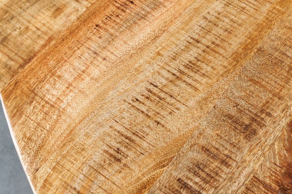 Massiver Esstisch IRON CRAFT 140cm natur rund Mangoholz Metall Industrial Design