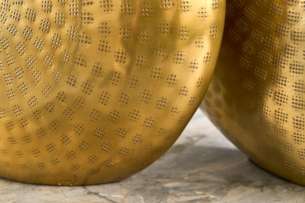 Elegantes Vasen 2er Set ORIENTAL 44cm gold im Grid Hammerschlag Design