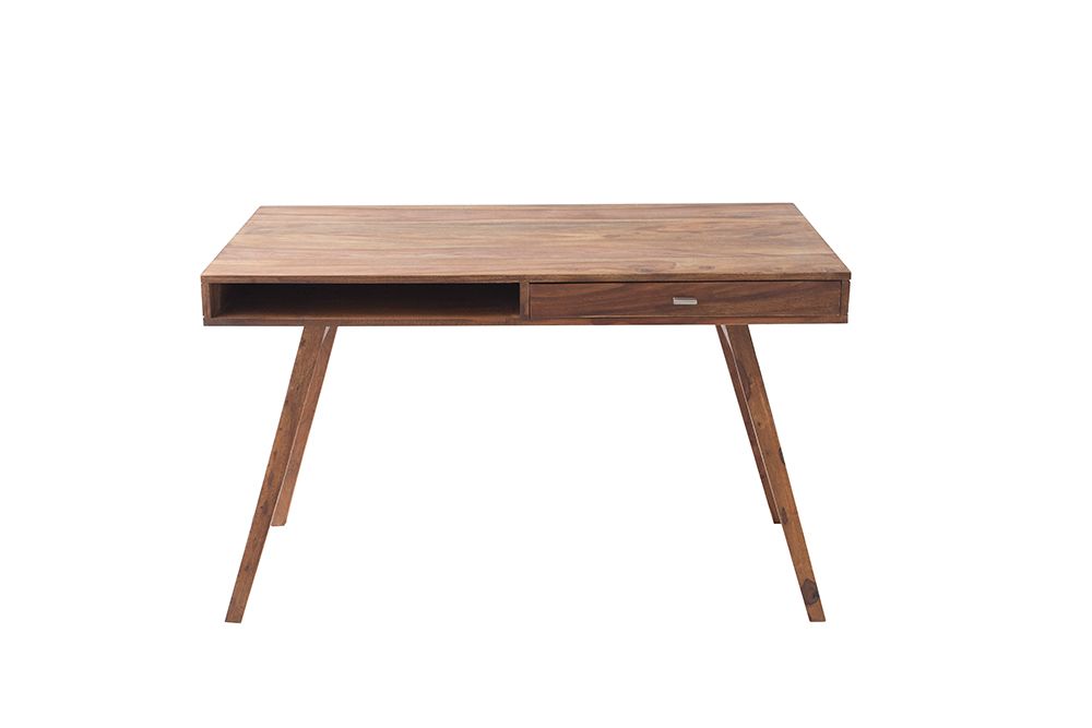 Design Schreibtisch RETRO 120cm braun Sheeshamholz stone finish Design Klassiker