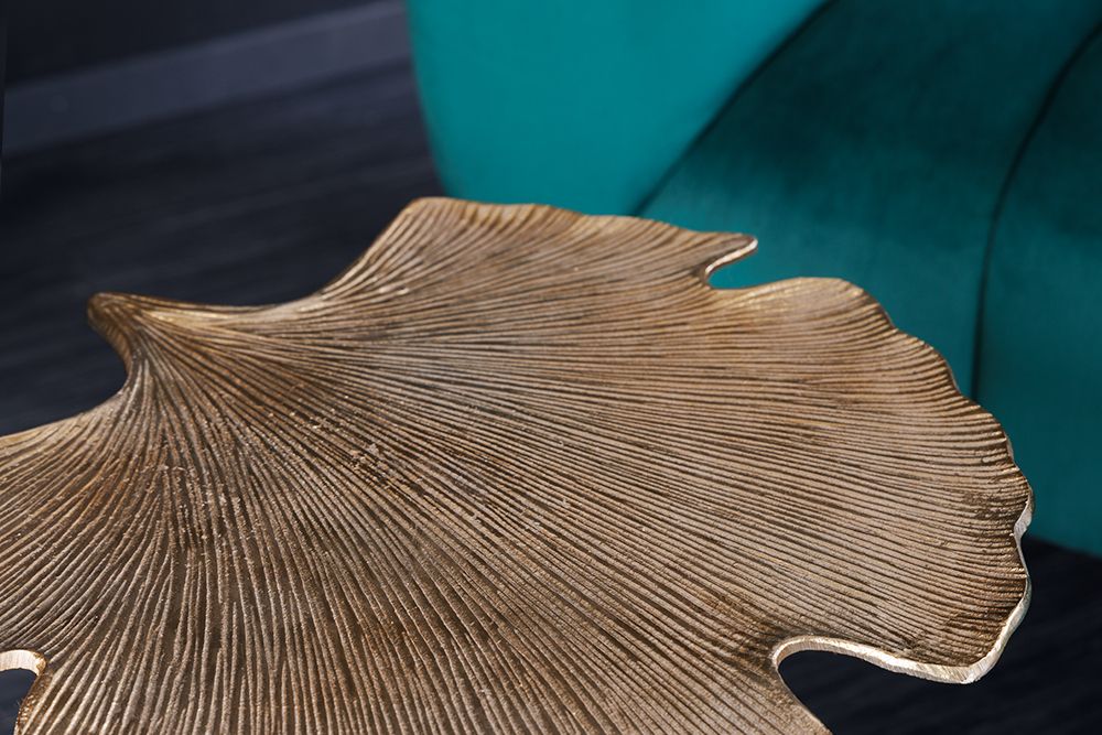 Dekorativer Beistelltisch GINKGO LEAF 55cm gold handmade Metall